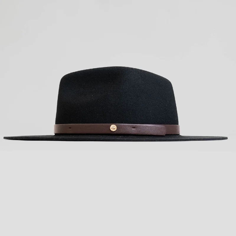 Bold felt hat with unique shape design -Dapper Men's Felt Fedora Hat–Black