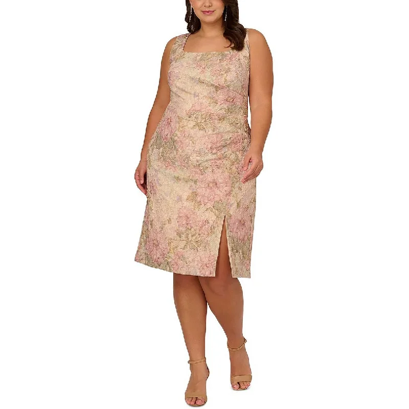 Indian Dresses with Intricacy -Adrianna Papell Womens Plus Floral Print Midi Sheath Dress