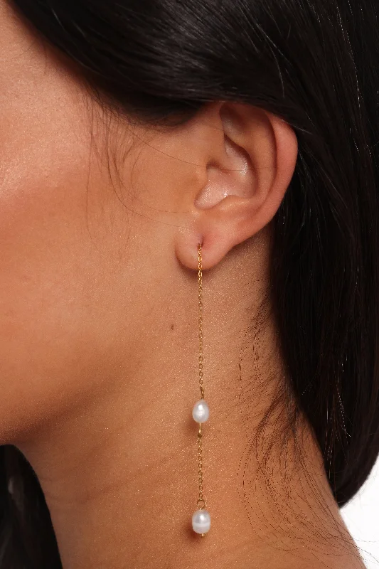 Drop Earrings for Birthday Celebration -Este Pearl Drop Earrings - Gold