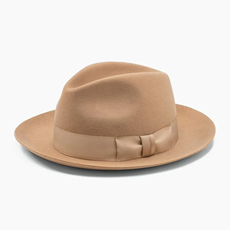 Casual felt hat with relaxed fit comfort -Trendy Classic Felt Fedora in Camel