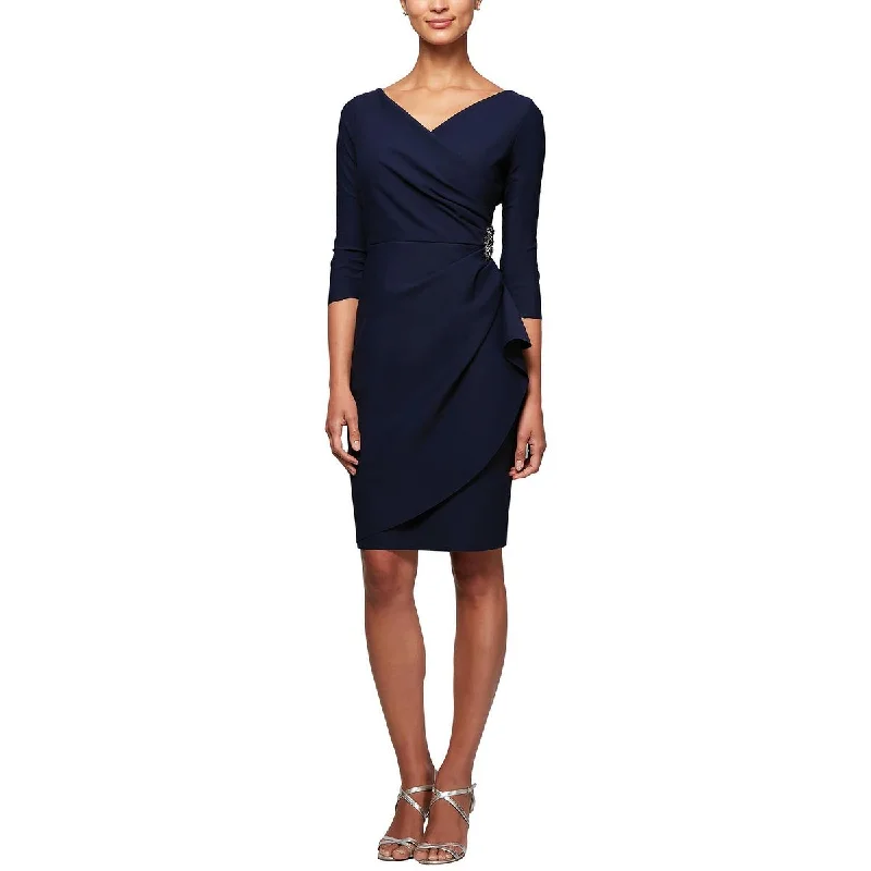 Capri Dresses for Playful -Alex Evenings Womens Embellished Knee Length Sheath Dress