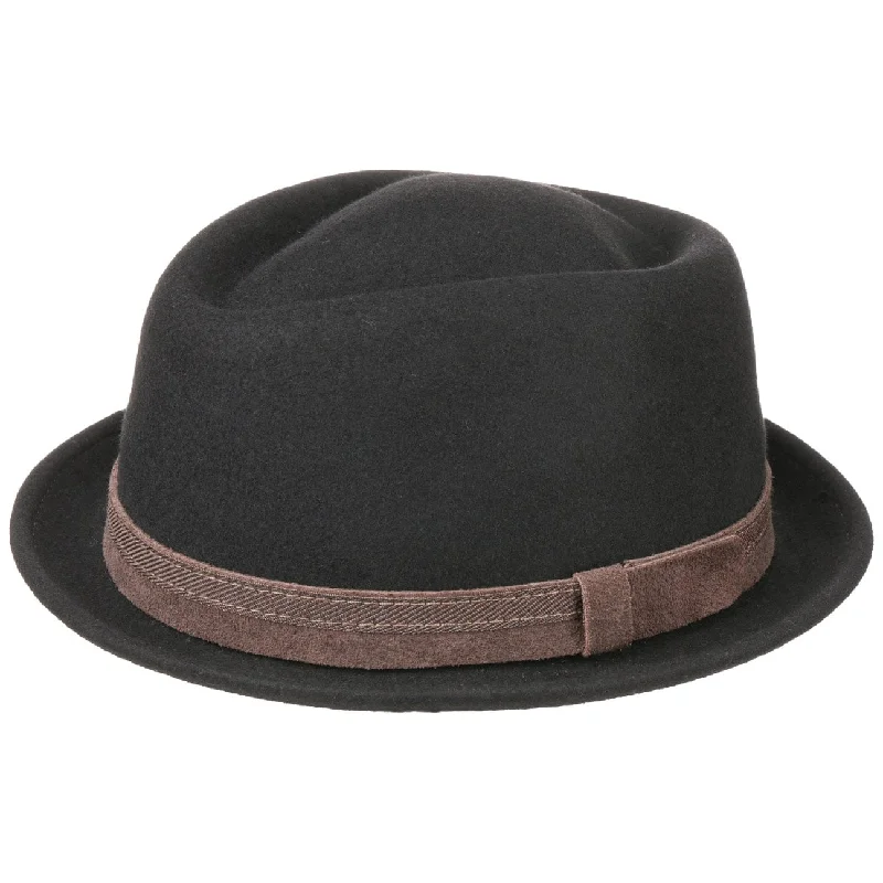 Casual felt hat with simple wool design -Timothy Diamond Crown Wool Fedora Hat