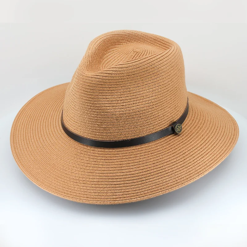 Casual felt hat with relaxed fit comfort -Darby Fedora Hat - Sahara