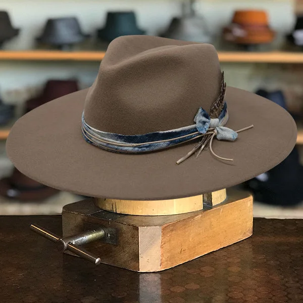 Designer wool felt hat for luxury lovers -Woolen Whisper Fedora in Tan