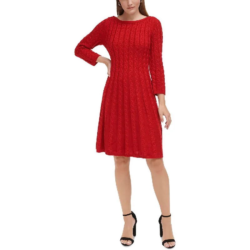 Leather Dresses for Luxury -Jessica Howard Womens Petites Cable Knit Knee-Length Sweaterdress