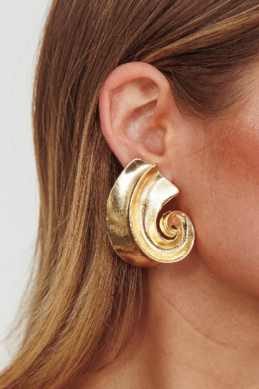 Drop Earrings for Formal Attire -Calypso Spiral Shell Earrings Gold