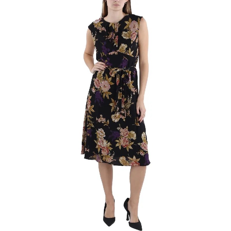 Midi Dresses for Versatile Wear -Lauren Ralph Lauren Womens Floral Print Knee-Length Mini Dress