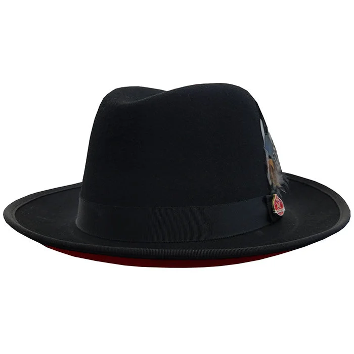 Vintage felt hat for retro fashion lovers -Montique Classic Red Bottom Fedora Hat