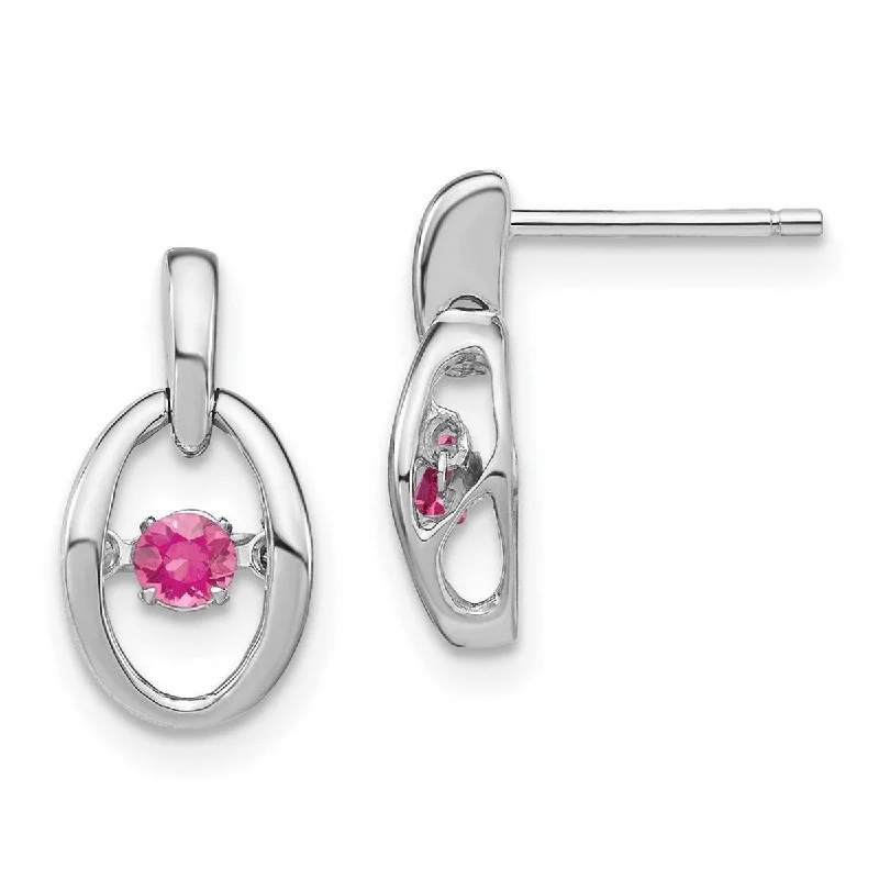 Pearl Drop Earrings for Elegance -Curata 925 Sterling Silver Rhodium Crted Pink Tourmaline Vibrant Earrings - 14x7.5mm Wide