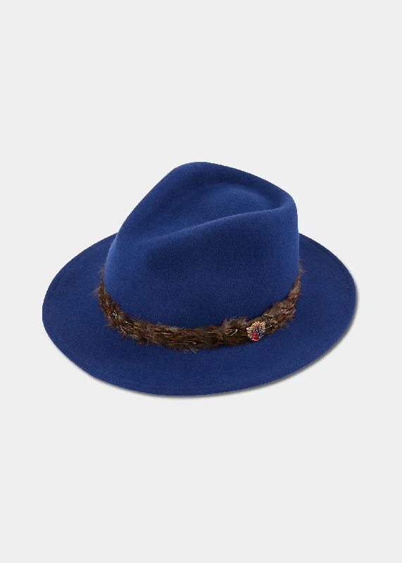 Stylish felt hat for fashionable headwear -Richmond Ladies Fedora In Blue