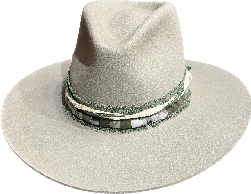 Soft felt hat with smooth texture finish -Willow - Hare Fur Fedora Hat for Sale in Green