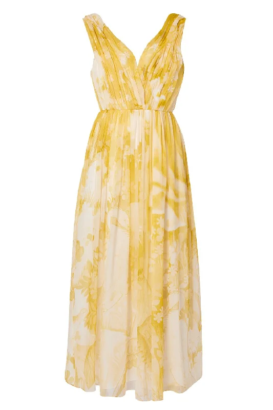 Party Dresses for Celebration -Sleeveless Vneck Floral Maxi Dress