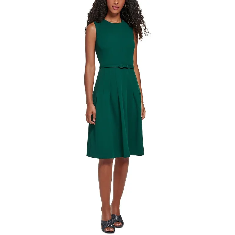 Maximalist Dresses for Bling -Calvin Klein Womens Petites Knee-Length Pleated Fit & Flare Dress