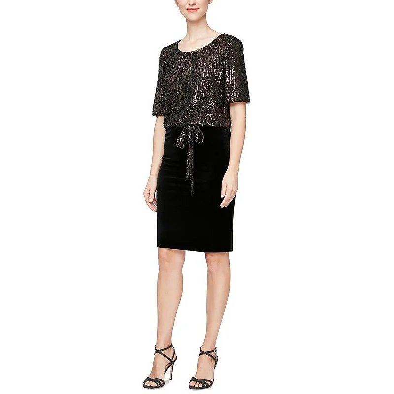 Linen Dresses for Breathable -Alex Evenings Womens Sequined Knee-Length Cocktail And Party Dress