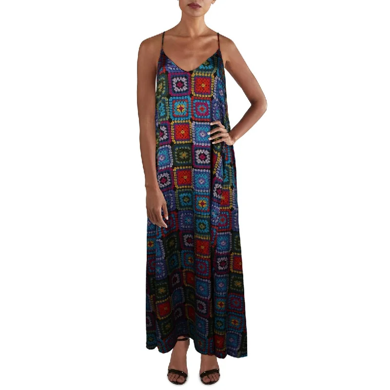 Nylon Dresses for Stretchable -Tahari ASL Womens Printed Long Maxi Dress