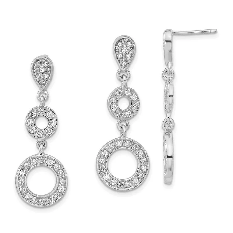 Drop Earrings with Infinity Symbols -Curata 925 Sterling Silver Polished Post Earrings CZ Cubic Zirconia Circle Pendant Necklace and Earring Set