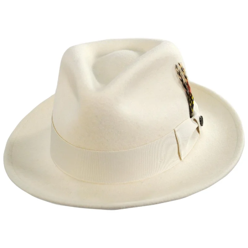 Lightweight felt hat with adjustable band fit -Wholesale Pachuco Crushable Wool Felt Fedora Hat  - Cream B2B Pre-Pack