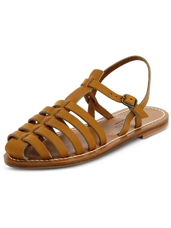 Casual sandals for women with cork footbed and supportive straps for comfort-ADRIEN   Womens Faux Leather Rubber Sole Slingback Sandals