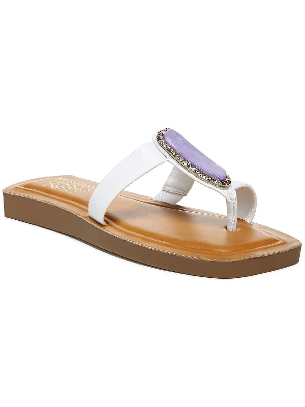 Stylish sandals for women with thong style and colorful detailing for fun-Capri Womens Leather Embellished Thong Sandals