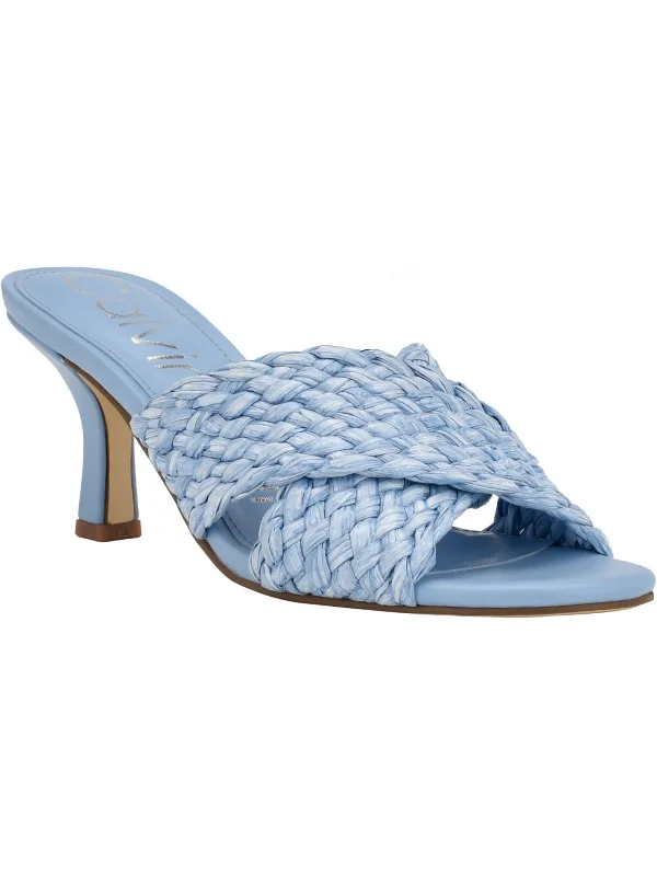 Elegant sandals for women with high heels and lace-up design for formal events-Chetol2  Womens Woven Slip On Heels