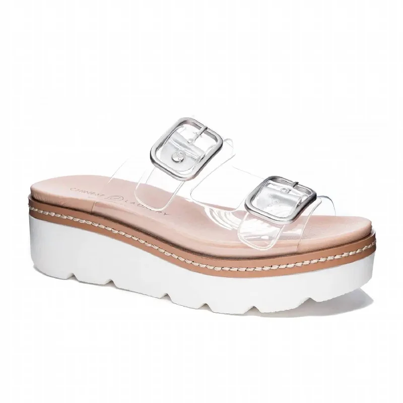 Casual sandals for women with thong design and padded footbed for everyday comfort-Clear Platform Vinyl Sandals