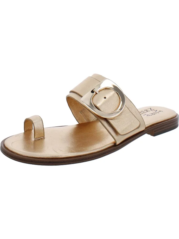 Comfortable sandals for men with velcro straps and soft material construction-Finola Womens Leather Slide Sandals