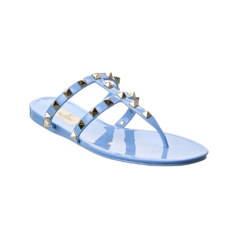 Stylish sandals for men with rubber footbed and adjustable strap for better fit-Valentino Garavani Women's Jelly Thong Sandals, Light Blue