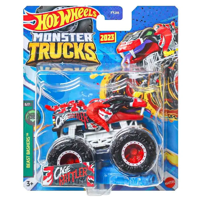 Comfortable sandals for men with wide straps and secure fit for daily use-Hot Wheels Monster Trucks 2023: Beast Bashers: Cage Rattler Vehicle