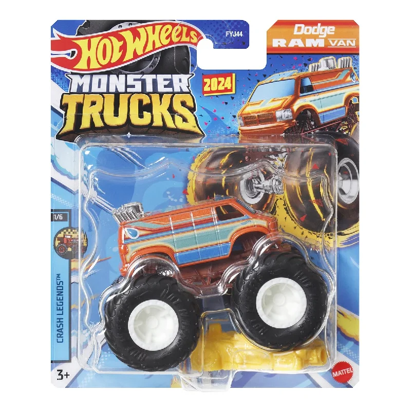 Waterproof sandals for women with durable straps and slip-resistant soles-Hot Wheels Monster Trucks 2024 - Crash Legends 1/6 - Dodge Ram Van