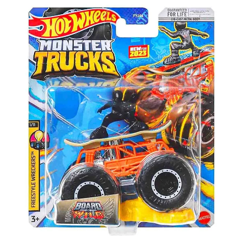 Slip-on sandals for women with adjustable straps and flexible material for comfort-Hot Wheels Monster Trucks 2023: Freestyle Wreckers: Board to be Wild Vehicle