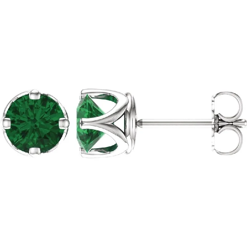 Classic hoop earrings with a thin profile for a sleek and subtle style-14k White Gold Chatham Created Emerald Stud Earring for Women