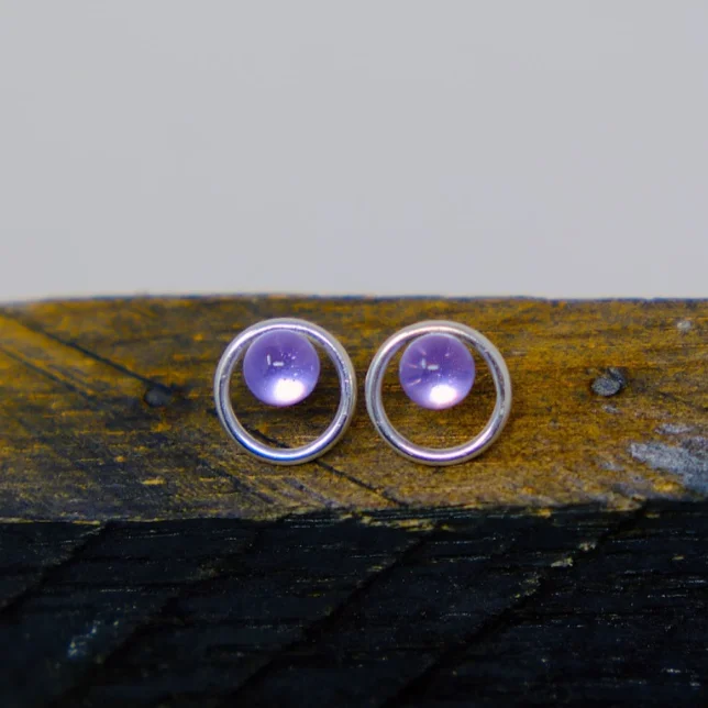 Best hoop earrings with geometric shapes for a modern and artistic appeal-Mauve Orb Ring Studs