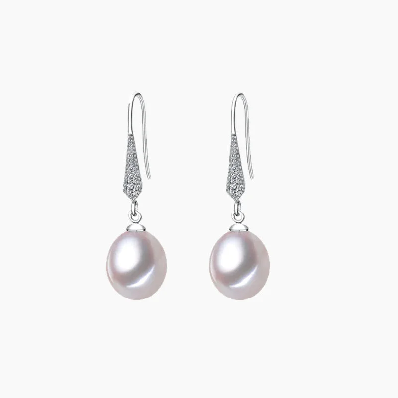 Hoop earrings with diamond-cut surfaces for added sparkle and shine-Pearl 925 Silver Drop Earring