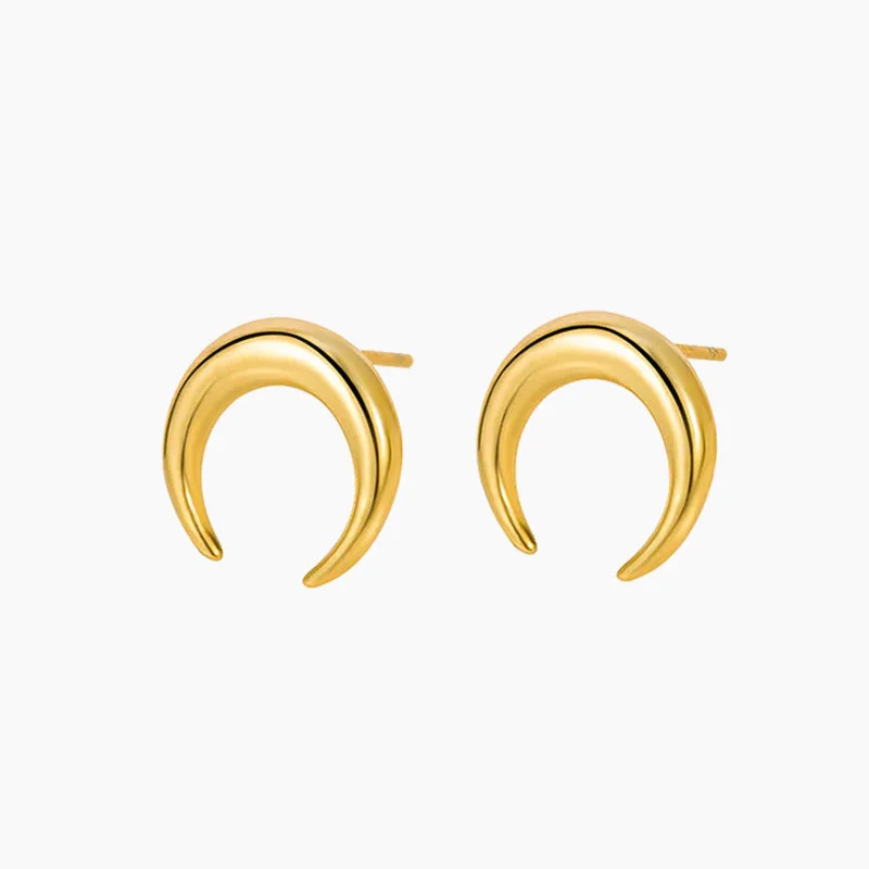 Hoop earrings with braided patterns for a detailed and textured finish-Sterling Silver Crescent Earring Stud