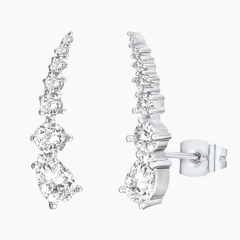 Best hoop earrings with cubic zirconia for a budget-friendly, dazzling look-Sterling Silver CZ Climber Earrings