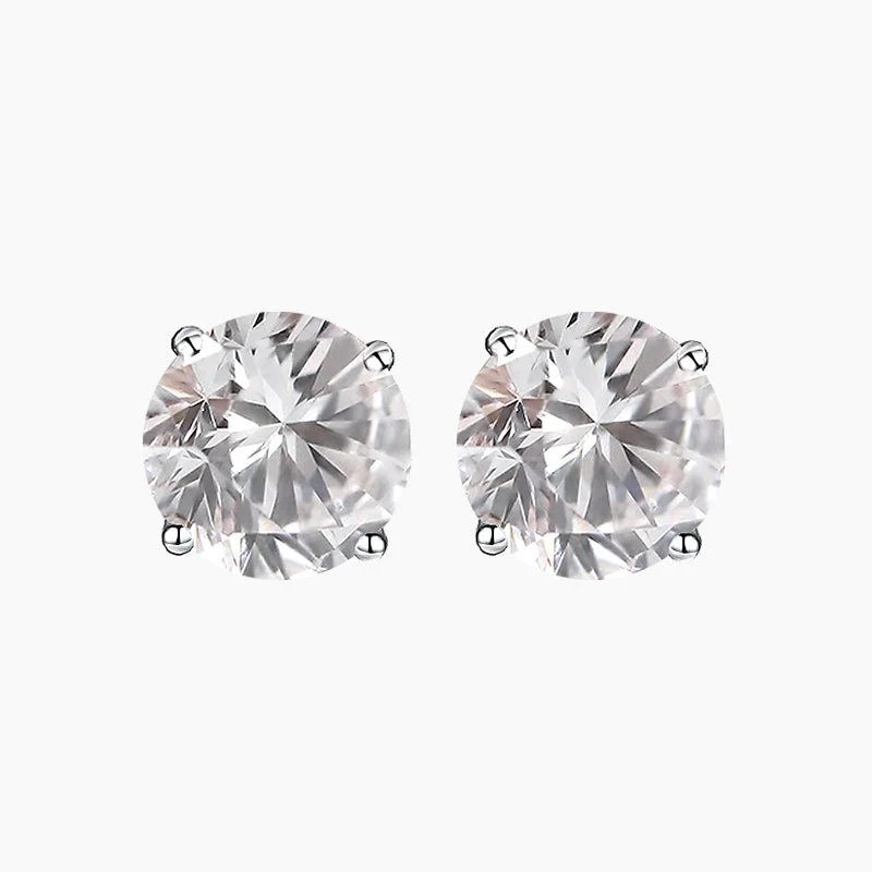 Hoop earrings with a matte finish for a sleek and sophisticated appearance-Classic Round Cut Zirconia Earrings in Sterling Silver