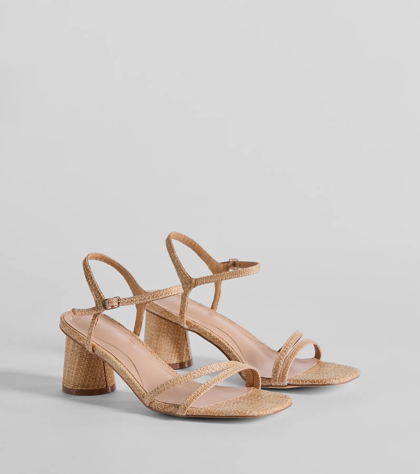 Stylish sandals for women with unique buckle details and flat design-Beachy Perfection Strappy Straw Block Heels