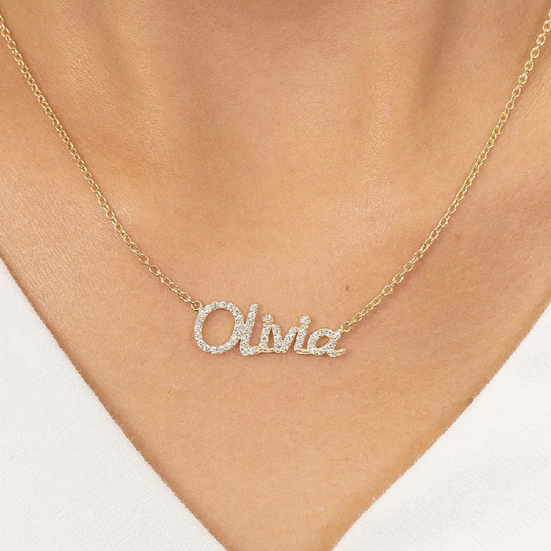 Best necklaces and pendants with zodiac signs for a celestial, astrology-inspired vibe-Customized Diamond Name Necklace Personalized Chain Stainless Steel Charm Jewelry For Women Anniversary Gift