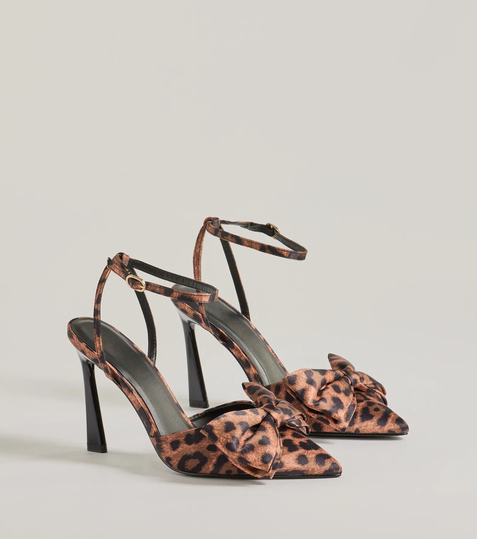 Stylish sandals for women with thong style and colorful detailing for fun-Sassy Strut Leopard Print Bow Stiletto Heels