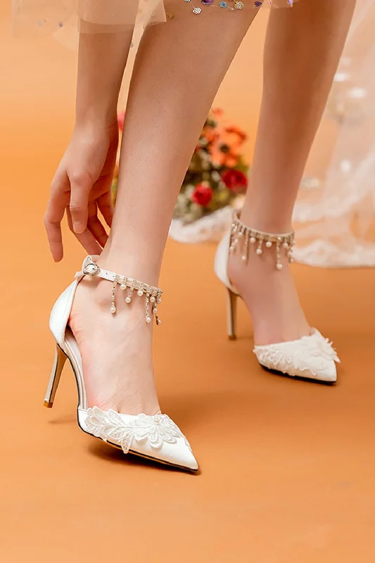 Stylish sandals for men with rubber footbed and adjustable strap for better fit-Stiletto Heel 9cm Satin Heels Bridal Shoes CK0110