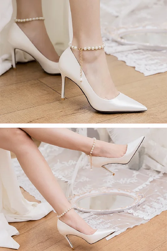 Comfortable sandals for women with padded straps and soft footbed for long wear-Stiletto Heel 9cm Satin Heels Bridal Shoes CK0114