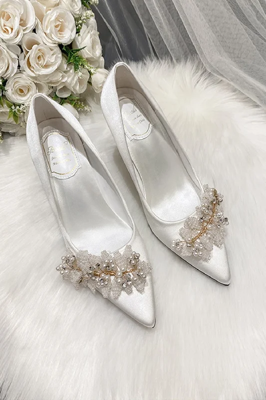 Comfortable sandals for men with leather straps and soft insoles for relaxed wear-Stiletto Heel 9cm Satin Heels Bridal Shoes CK0124