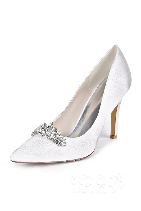 Stylish sandals for women with metallic accents and sleek, minimalist style-Stiletto Heel Silk-Like Heels Bridal Shoes CK0067