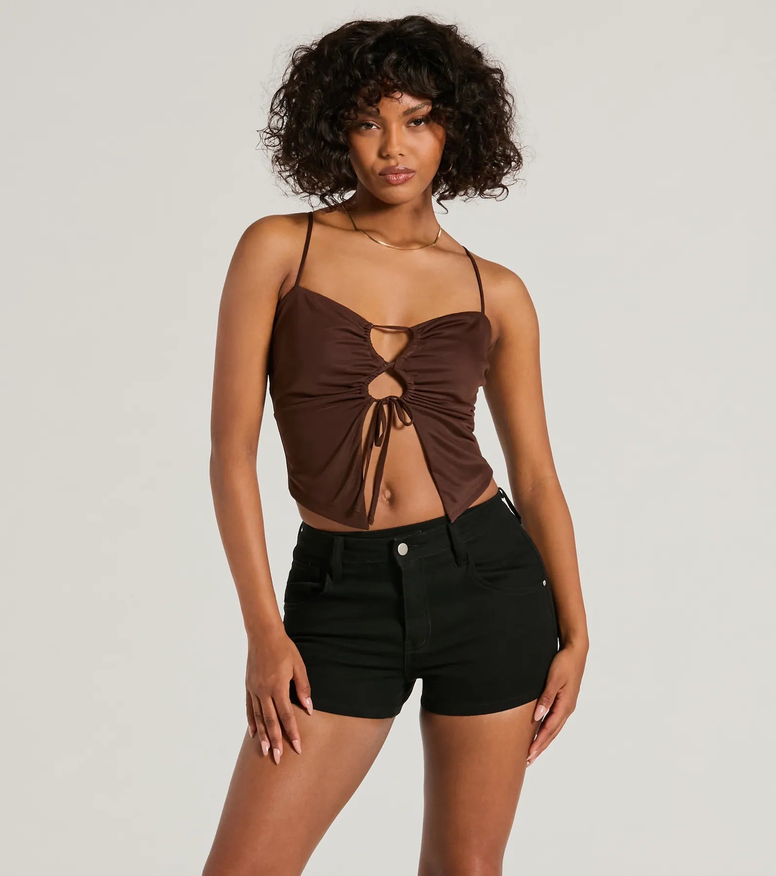 Trendy necklaces and pendants with statement pieces for a bold fashion statement-Sweet Fling Lace-Up Mesh Crop Top