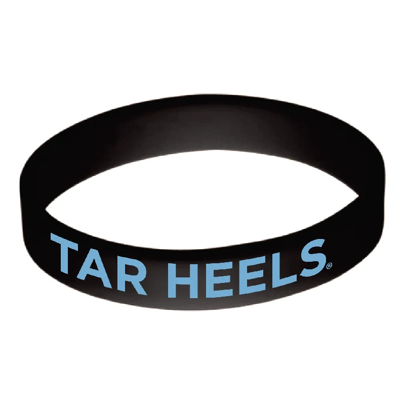 Casual sandals for women with wide straps and flat sole for relaxed fit-TAR HEELS Black Rubber Wristband for UNC Fans