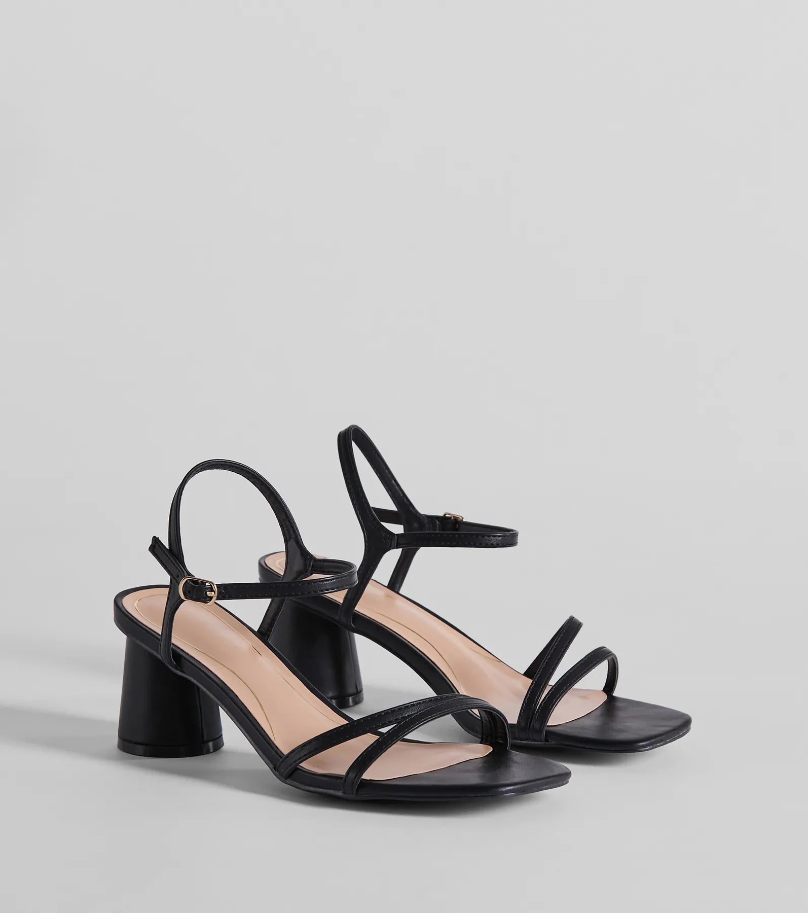 Fashionable sandals for women with ankle straps and chic metallic finishes-Total Admiration Strappy Faux Leather Block Heels