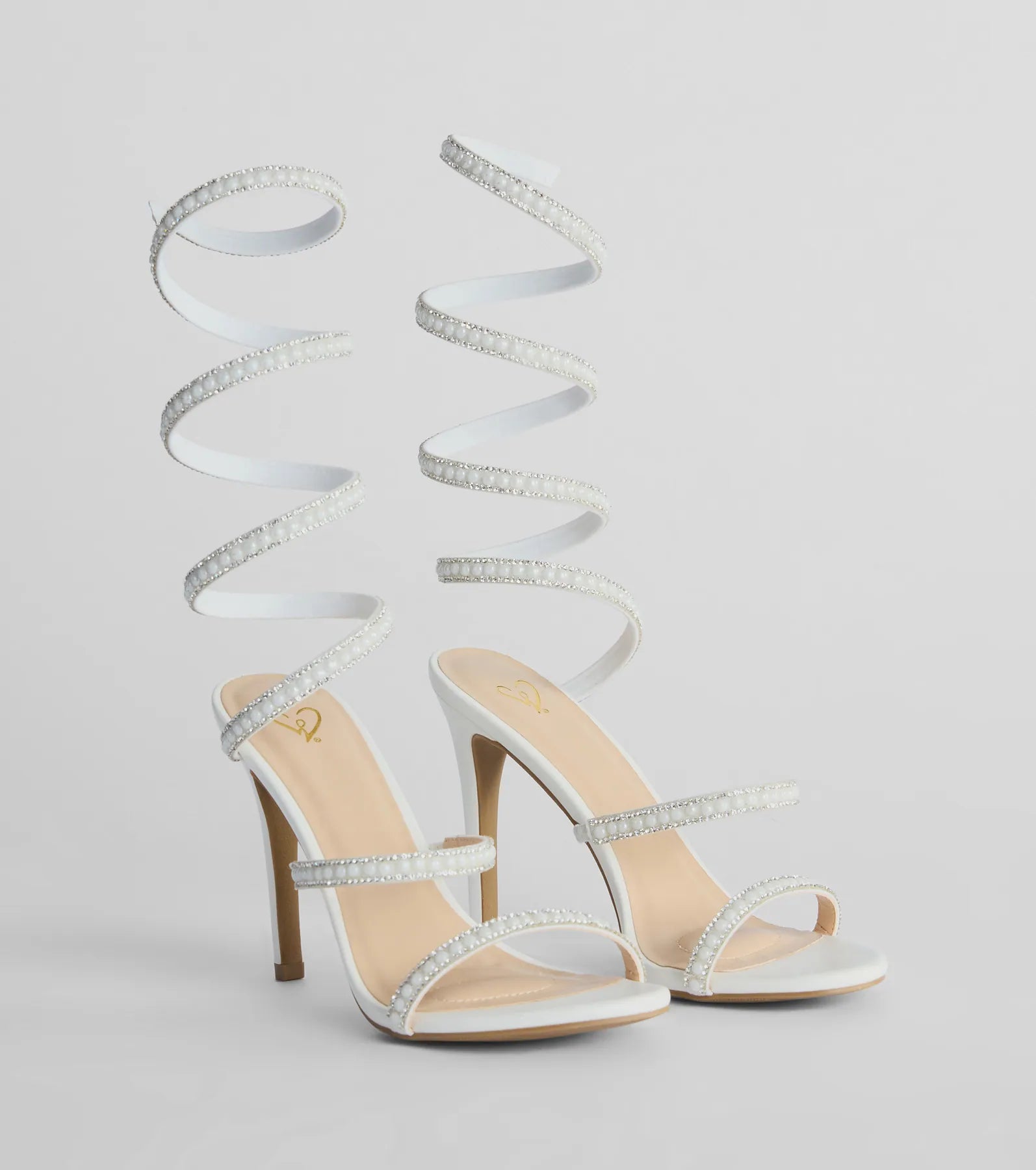 Trendy sandals for women with gladiator-inspired design and flat soles for chic wear-Endless Luxe Faux Pearl Spiral Stiletto Heels