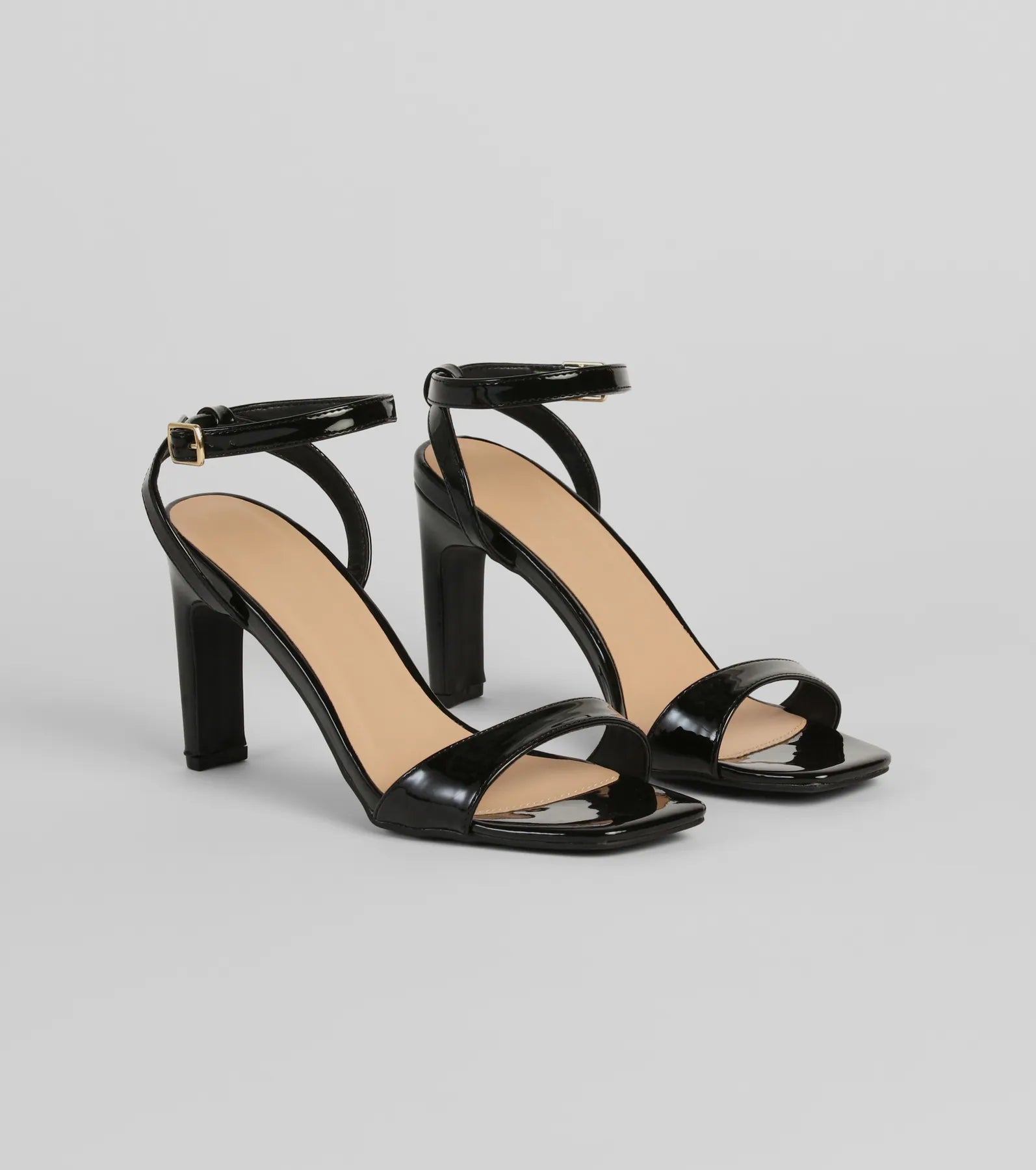 Fashionable sandals for women with ankle straps and chic metallic finishes-Good Taste Patent Leather Block Heels