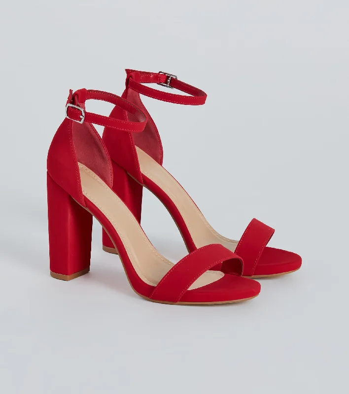 High-heeled sandals for women with cross-strap design and open-toe look for evenings-Sophisticated Look Nubuck Block Heels